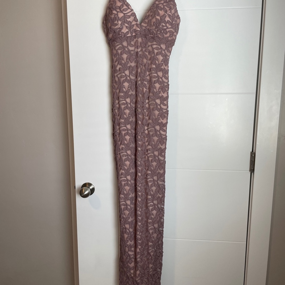 Beautiful flattering violet purple nude fitted sparkling prom dress worn once - Picture 4 of 5
